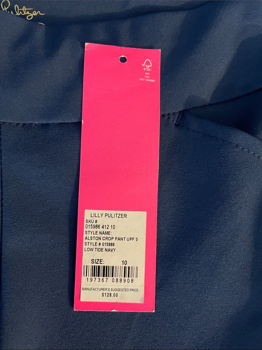 Lilly Pulitzer Luxletic Alston Crop Pants Size 10 NWT Low Tide Navy - Picture 9 of 9